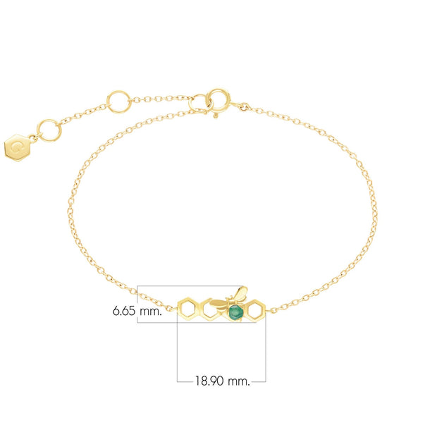 Bracciale stile nido d'ape in oro giallo da 9 ct con smeraldo