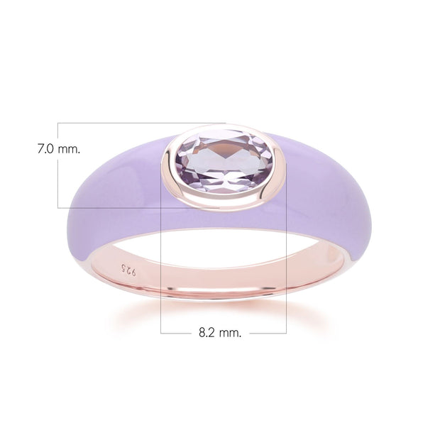 Anello Siberian Waltz in smalto viola e ametista ottagonale in oro rosa vermeil