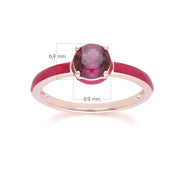Anello Siberian Waltz in smalto rosa e rodolite rotonda in vermeil oro rosa