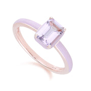 Anello Siberian Waltz in smalto viola e ametista ottagonale in oro rosa vermeil
