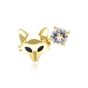 Broche Epingle renard Gardenia en or jaune 9 carats avec Topaze