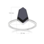 Bague cravate hexagonale en onyx noir Grand Deco en argent sterling