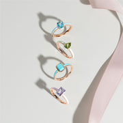 Anello Siberian Waltz in smalto viola e ametista ottagonale in oro rosa vermeil