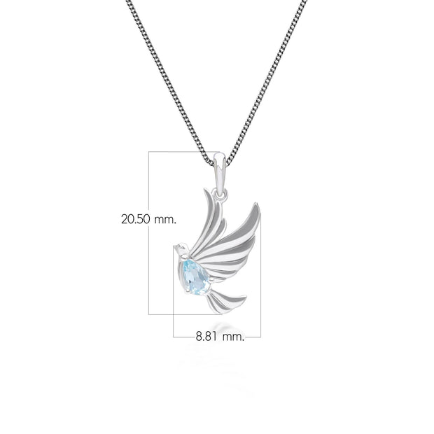 Collana ECFEW™ Creator Colomba in argento sterling 925 con topazio azzurro