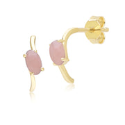 Orecchini a mezzo cerchio classici ovali con opale rosa in oro giallo da 9 ct