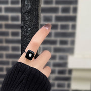 Bague Grand Deco en onyx noir et topaze en argent sterling