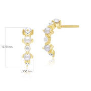 Orecchini classici a mezzo cerchio Eternity in oro giallo da 9 ct con perla e diamante