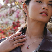 Bague Grand Deco en argent sterling avec émail noir, cornaline et topaze