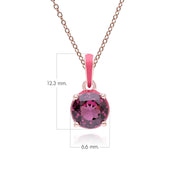 Ciondolo Valzer Siberiano in smalto rosa e rodolite rotonda in vermeil oro rosa