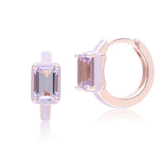 Orecchini a cerchio in smalto viola e ametista ottagonale Siberian Waltz in vermeil oro rosa