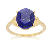 Bague Ovale Lapis Lazuli Grand Déco en Or Vermeil