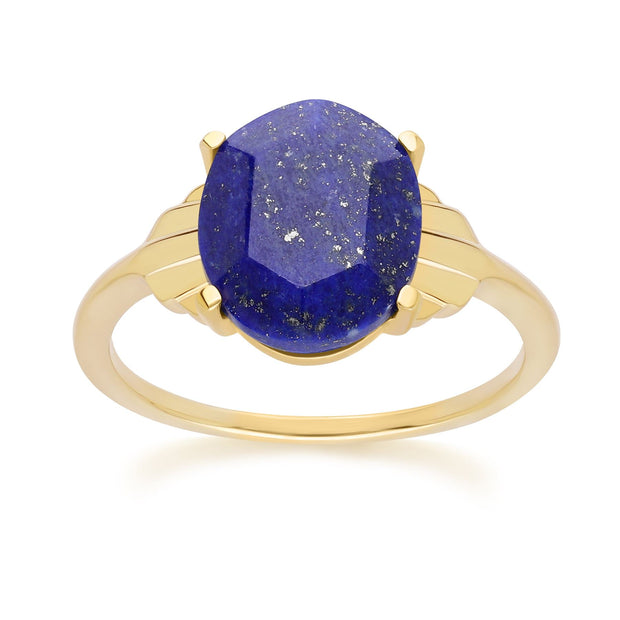 Bague Ovale Lapis Lazuli Grand Déco en Or Vermeil