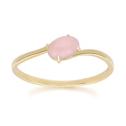 Anello classico con opale rosa ovale in oro giallo da 9 ct