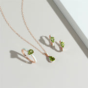 Ciondolo a forma di pera in smalto verde e peridoto Siberian Waltz in vermeil oro rosa