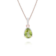 Ciondolo a forma di pera in smalto verde e peridoto Siberian Waltz in vermeil oro rosa