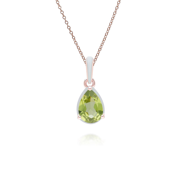 Ciondolo a forma di pera in smalto verde e peridoto Siberian Waltz in vermeil oro rosa