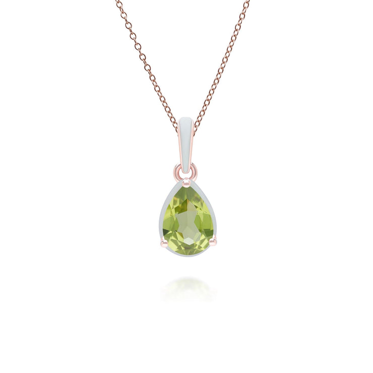 Ciondolo a forma di pera in smalto verde e peridoto Siberian Waltz in vermeil oro rosa