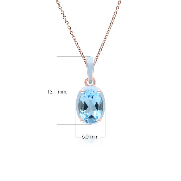 Ciondolo in smalto blu Siberian Waltz e topazio blu ovale in oro rosa vermeil
