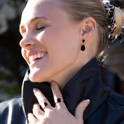 Bague Grand Deco Hexagone Onyx Noir en Argent Sterling