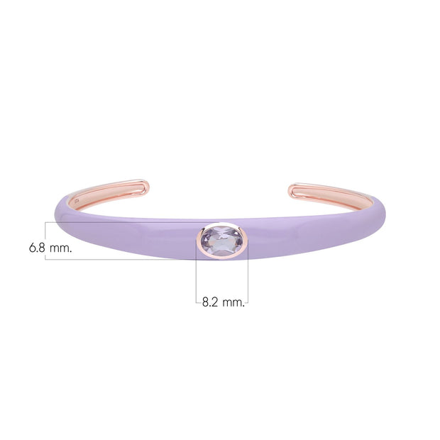 Bracciale rigido Siberian Waltz in smalto viola e ametista ottagonale in vermeil oro rosa