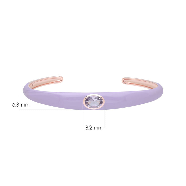 Bracciale rigido Siberian Waltz in smalto viola e ametista ottagonale in vermeil oro rosa