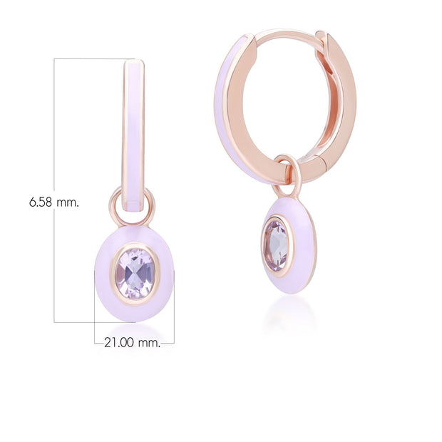 Orecchini Cerchio Valzer Siberiano in argento sterling placcato oro rosa pregiato con smalto viola e ametista rosa