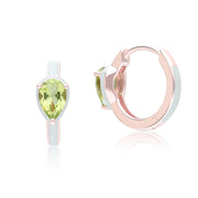 Orecchini a cerchio a forma di pera in smalto verde e peridoto Siberian Waltz in vermeil oro rosa