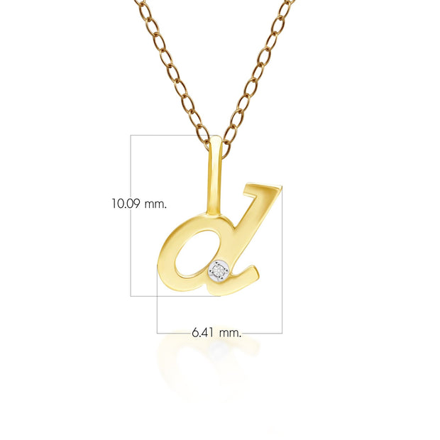 Ciondolo con lettera D dell'alfabeto in oro giallo da 9 ct con diamante