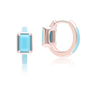 Orecchini a cerchio ottagonali in smalto blu e turchese Siberian Waltz in vermeil oro rosa