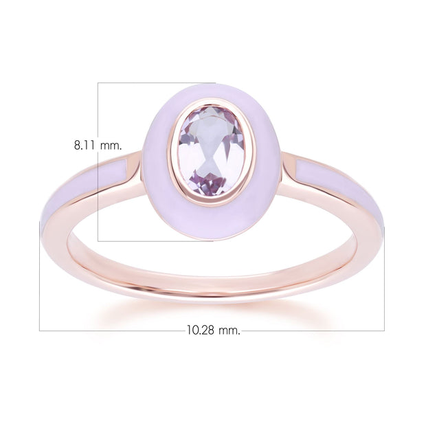 Anello Valzer Siberiano in argento sterling placcato oro rosa pregiato con smalto viola e ametista rosa