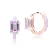 Orecchini a cerchio in smalto viola e ametista ottagonale Siberian Waltz in vermeil oro rosa