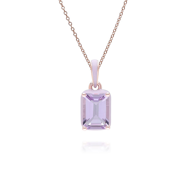 Ciondolo Siberian Waltz in smalto viola e ametista ottagonale in vermeil oro rosa