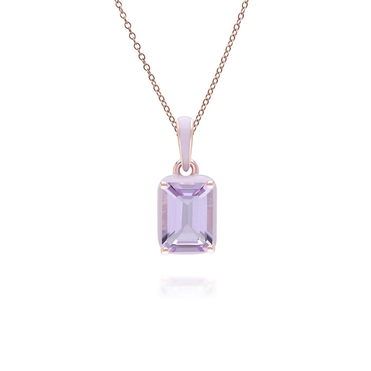 Ciondolo Siberian Waltz in smalto viola e ametista ottagonale in vermeil oro rosa