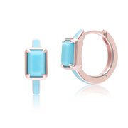 Orecchini a cerchio ottagonali in smalto blu e turchese Siberian Waltz in vermeil oro rosa