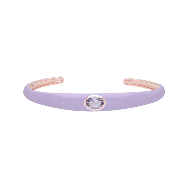 Bracciale rigido Siberian Waltz in smalto viola e ametista ottagonale in vermeil oro rosa