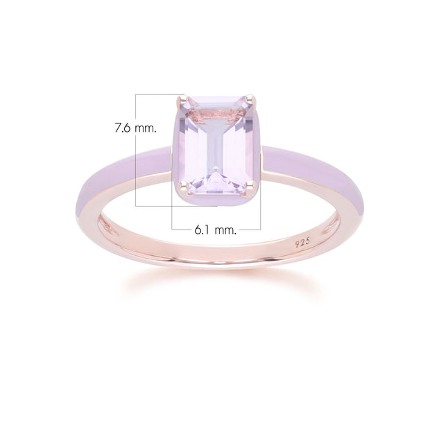 Anello Siberian Waltz in smalto viola e ametista ottagonale in oro rosa vermeil