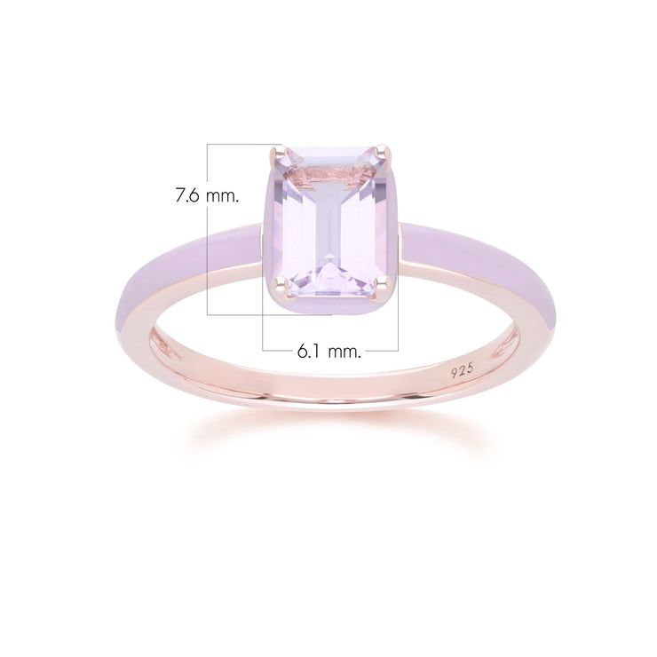 Anello Siberian Waltz in smalto viola e ametista ottagonale in oro rosa vermeil