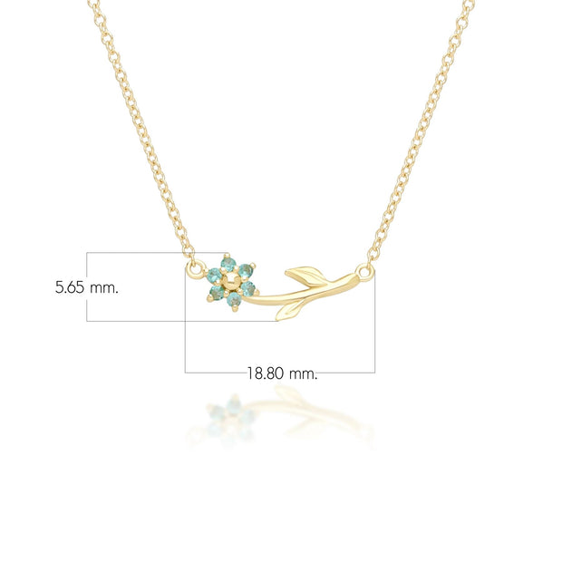 Collana floreale con tralci e smeraldi in oro giallo da 9 ct