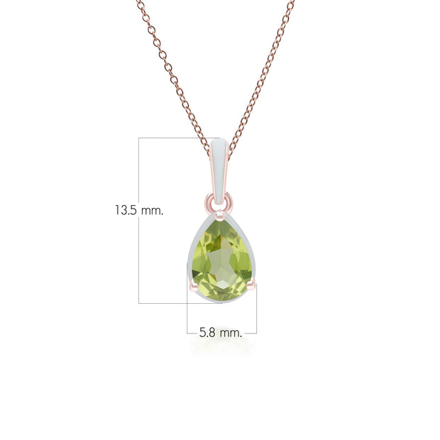 Ciondolo a forma di pera in smalto verde e peridoto Siberian Waltz in vermeil oro rosa