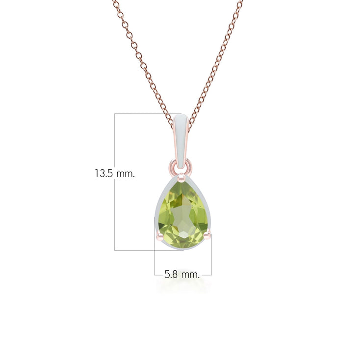 Ciondolo a forma di pera in smalto verde e peridoto Siberian Waltz in vermeil oro rosa
