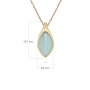 Collier pendentif classique avec jadéite verte marquise en or jaune 9 carats