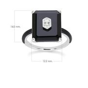 Bague Grand Deco en onyx noir et topaze en argent sterling