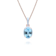 Ciondolo in smalto blu Siberian Waltz e topazio blu ovale in oro rosa vermeil