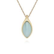 Collier pendentif classique avec jadéite verte marquise en or jaune 9 carats