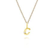 Ciondolo con lettera C dell'alfabeto in oro giallo da 9 ct con diamante