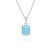 Ciondolo ottagonale in smalto blu e turchese "Valzer Siberiano" in vermeil oro rosa