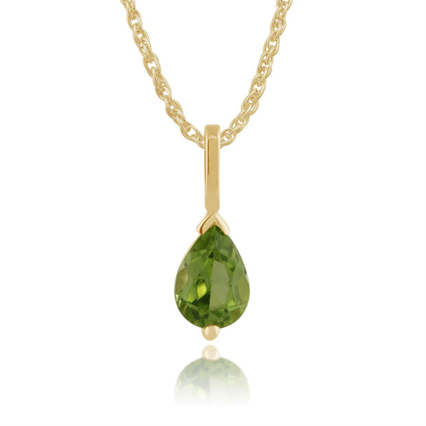 Classico pendente a pera con peridoto in oro giallo 375