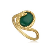 Anello con serpente in calcedonio colorato di verde "The Ruler" ECFEW™