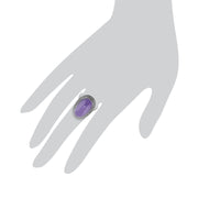 Anello vistoso Gemondo in argento sterling 925 Art Déco con giada lavanda e marcasite