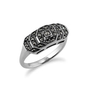 Anello Art Déco in Argento 925 con Marcasite Tonda